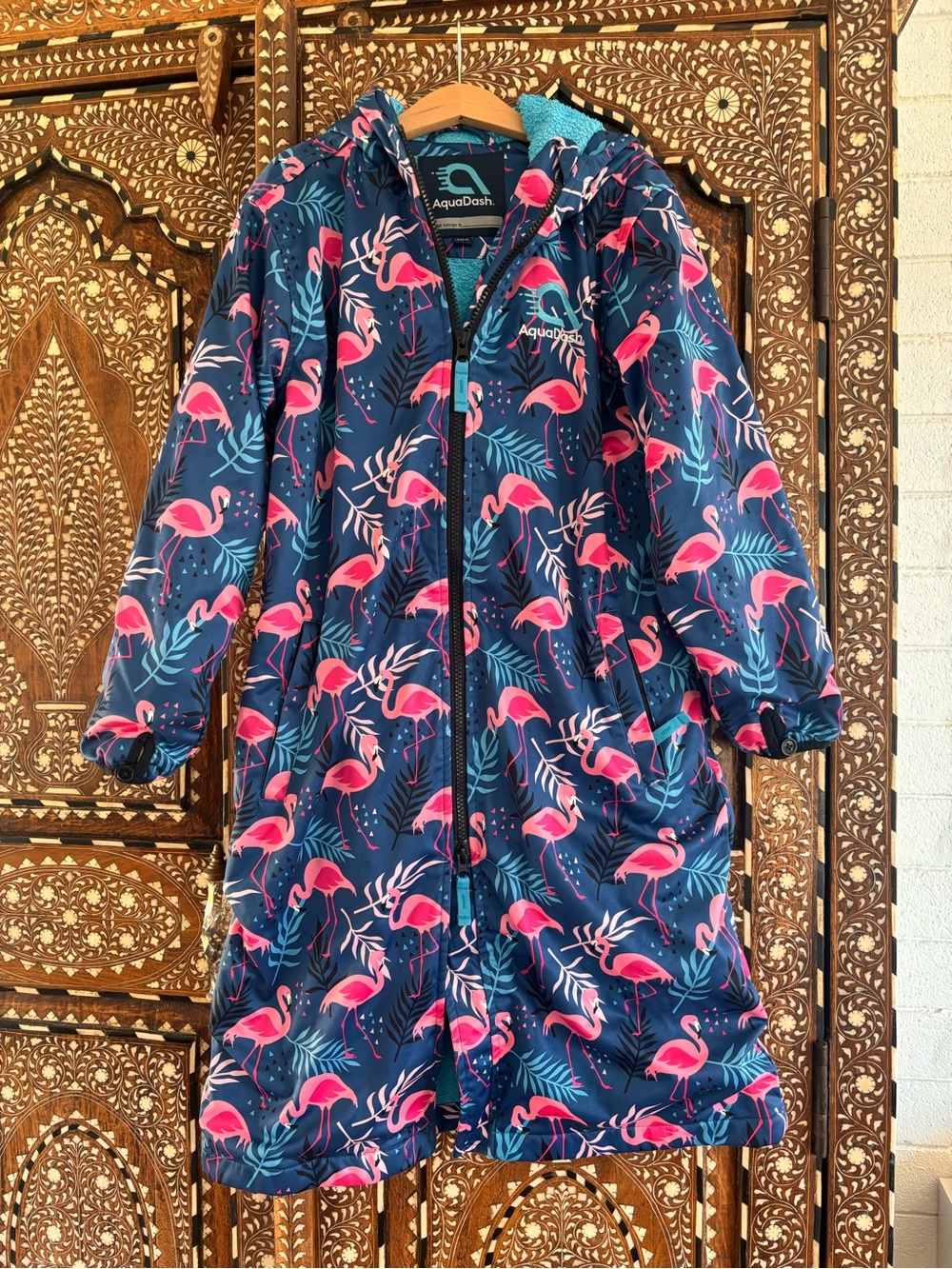 Aquadash Swim Parka in Flamingo and Blue - Picture 2 of 8